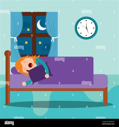 Young Girl Asleep In Bed Hug A Pillow At Night Stock Vector Image And Art