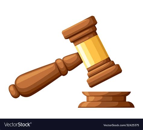 Judge wood hammer gavel in cartoon style Vector Image