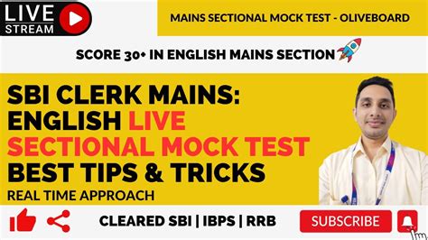 How To Attempt Sbi Clerk Mains English Section Live Sectional Mock