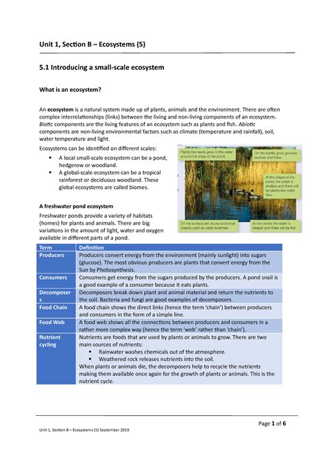 GCSE Geography Revision Notes Ecosystems Sep 2019 Unit 1 Section