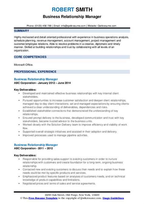 Business Relationship Manager Resume Samples Qwikresume