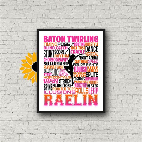 Personalized Baton Twirling Poster, Baton Twirling Typography, Gift for ...