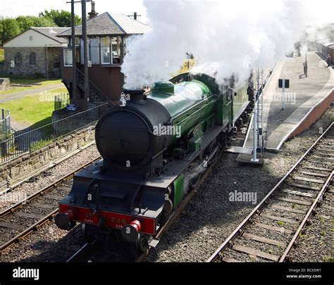 Steam Locomotive At Boness Station On The Scottish Railway