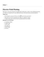 Lab1 Report Pdf Slide 1 Electric Field Plotting Welcome To The Lab On