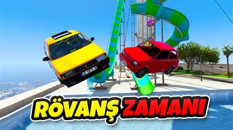 Kırmızı Canavar vs Tofaş Arabalar 4 Farklı Havuz Parkurunda GTA 5