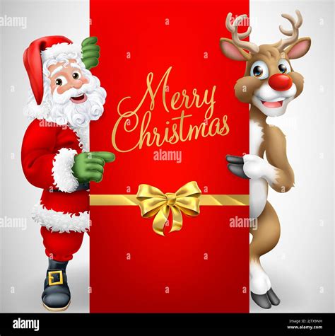 Santa Claus Father Christmas And Reindeer Sign Stock Vector Image And Art Alamy