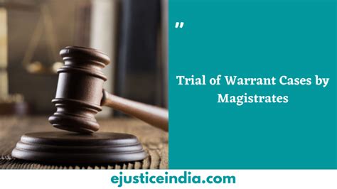 Trial Of Warrant Cases By Magistrates E Justice India