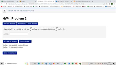 Solved 1 Point If G 1 −3 G 5 −8 And ∫15g X Dx −8