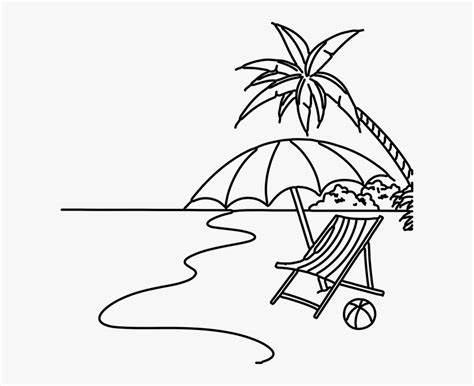 Easy Beach Drawing - Beach Drawing Easy, HD Png Download - kindpng