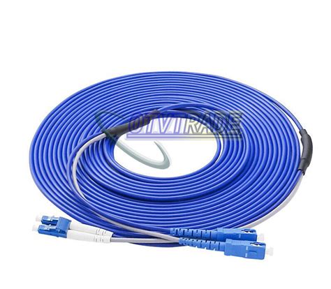 Used 5M Indoor Armored Fiber Cable Fiber Patch Cord LC To SC UPC SM 9