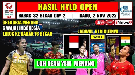 Hasil Hylo Open 2022 Hari Ini Day 2 R32 GREGORIA Menang 6 Wakil