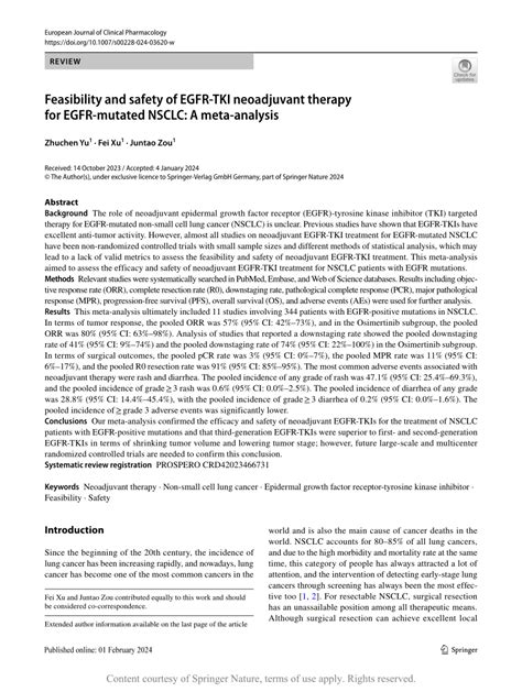 Feasibility And Safety Of Egfr Tki Neoadjuvant Therapy For Egfr Mutated