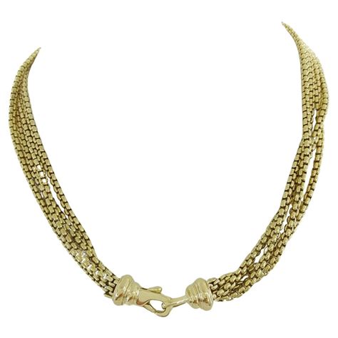 David Yurman Gold Multi Chain Necklace In Karat Yellow Gold For Sale