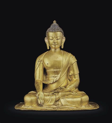 A RARE GILT BRONZE FIGURE OF BUDDHA RATNASAMBHAVA NEPAL 17TH 18TH