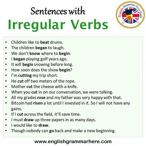 20 Examples Of Irregular Verbs Are In Sentences English 57 OFF