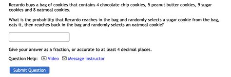 Solved Recardo Buys A Bag Of Cookies That Contains 4 Chegg