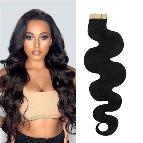 10a Body Wave Tape Ins Human Hair Extension Natural Black Riverwood