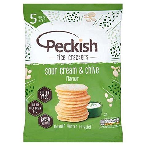 Peckish Cream And Chive Rice Crackers 20g X 5 Per Pack Gluten Free Rice Chives Coconut Water