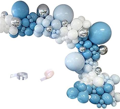 Blue White And Silver Balloon Garland Kit Pcs Blue White And