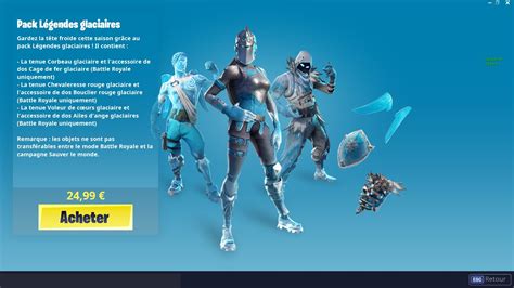 Fortnite Pack légendes glaciaires nouveau pack Millenium