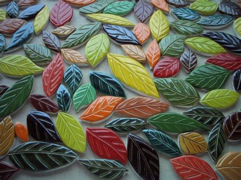 HUMONGOUS 117 Piece LEAF SET Ceramic Mosaic Tiles By TinkerTiles 91