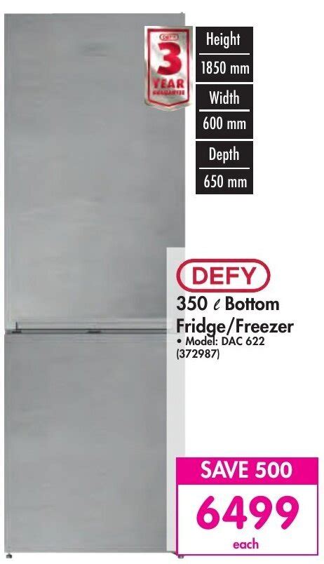 Defy 350L Bottom Fridge Freezer Offer At Makro