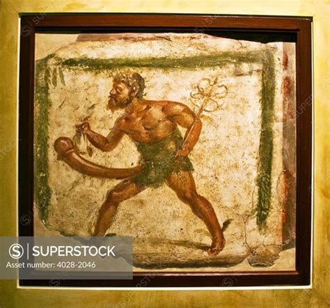 Priapus Erotic Fresco From Pompeii In The Secret Cabinet Of The