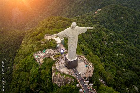 Rio de Janeiro, Brazil - 21.11.2019: Aerial view of Christ Redeemer statue Stock Photo | Adobe Stock