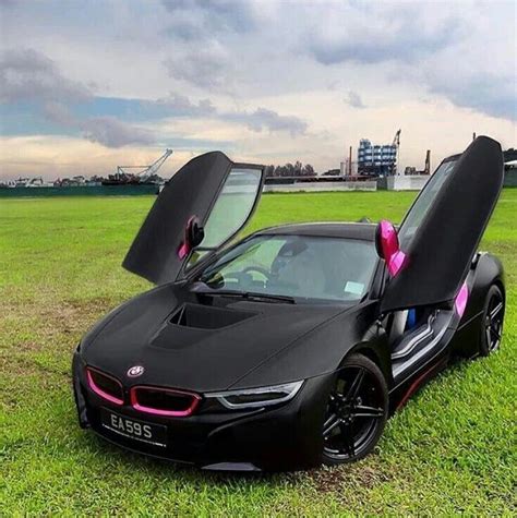 Her Custom Satin Black And Pink Bmw I8 Pink Bmw Bmw Bmw I8