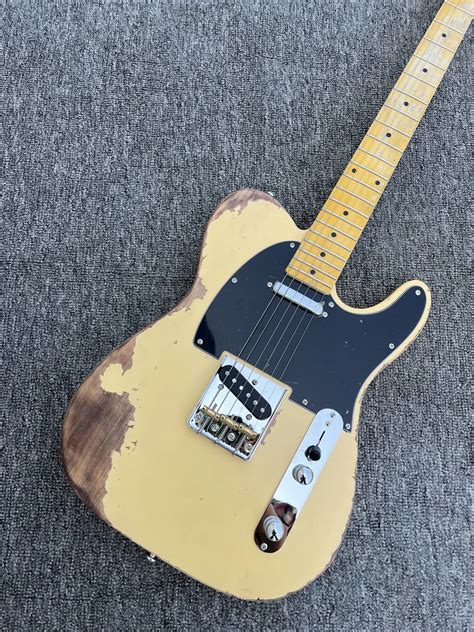 Heavy Relic Tl Electric Guitar Alder Body Maple Neck Aged Hardware Cream Color Nitro Lacquer