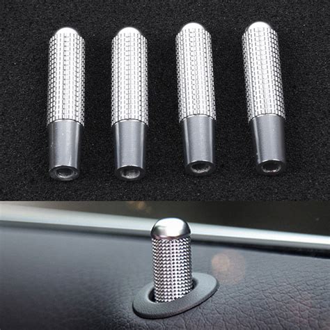 BESVEH 4Pcs Car Door Lock Pin Knob Trim Ring For Mercedes Benz W205 GLC