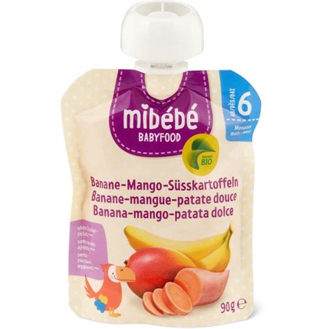 Mibébé Bio Babyfood Quetschbeutel für Babys Banane Mango