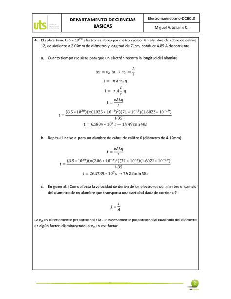 Solution Ejercicios Intensidad De Corriente Y Resistencia El Ctrica