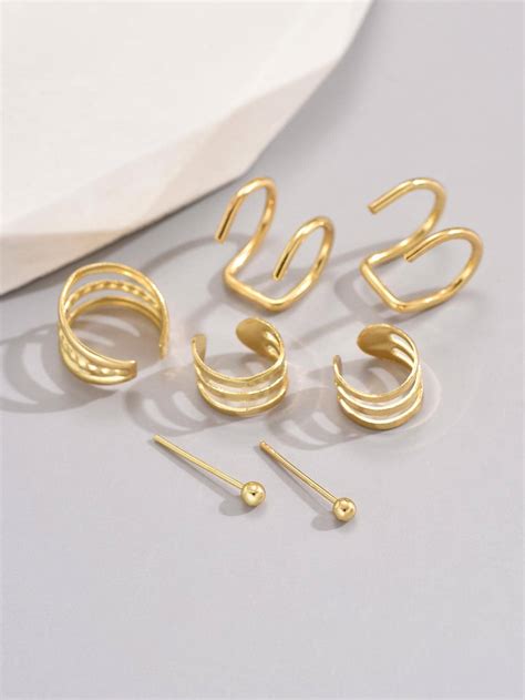 Pcs Set Minimalist Ear Cuff Pair Ball Stud Earrings Shein Usa