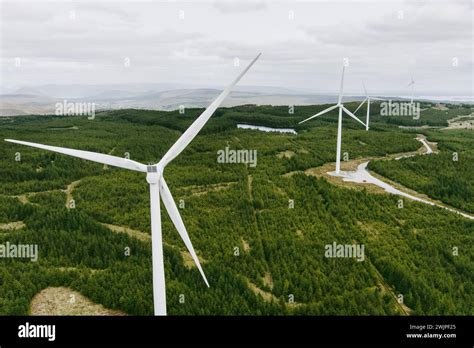 Connemara Aerial Landscape With Wind Turbines Of Galway Wind Park