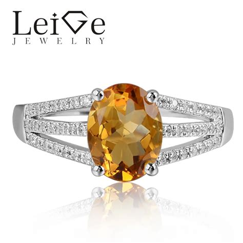 Leige Jewelry Natural Yellow Color Citrine Gemstone 925 Sterling Silver