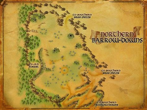 Map Of Northern Barrow Downs Of Eriador Middle Earth Lord Of The