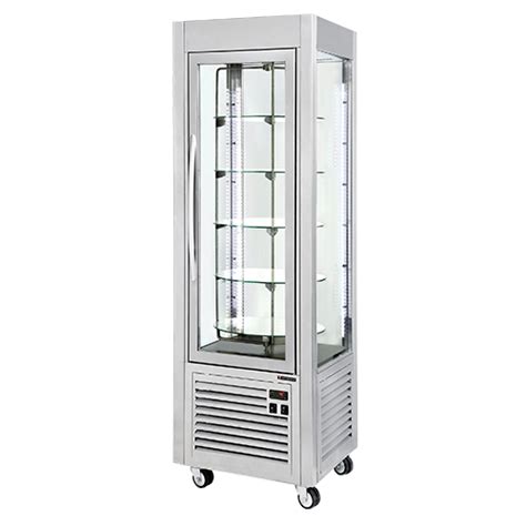 Vitrine Panoramique Positive 360L Inox Plateaux Tournants Climex Froid