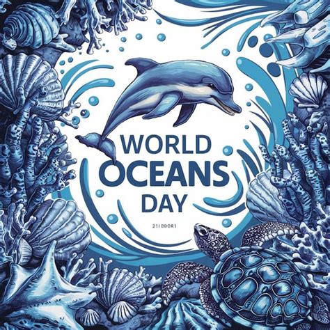 Premium Photo A Poster For World Oceans Day With Sea Creatures And