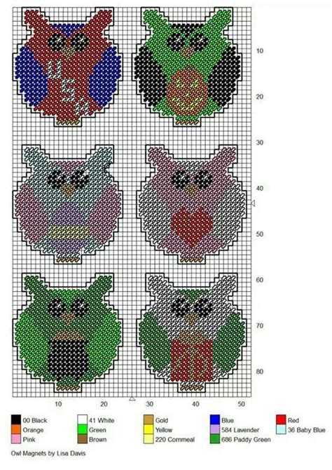 Owl Magnets Plastic Canvas Stitches Plastic Canvas Patterns Plastic