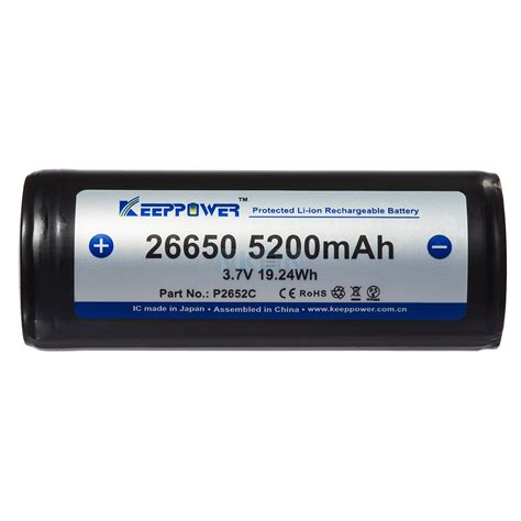 Keeppower 26650 5200mAh Protected 10A 26650 Li Ion