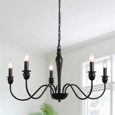 LWYTJO Marypaz 5 Light Black Dimmable Classic Traditional Farmhouse