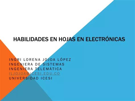 Ppt Habilidades En Hojas En Electr Nicas Powerpoint Presentation