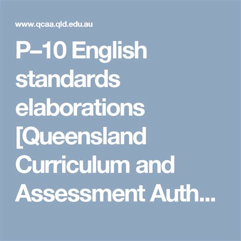 P10 English Standards Elaborations Queensland Curriculum And Assessment Authority