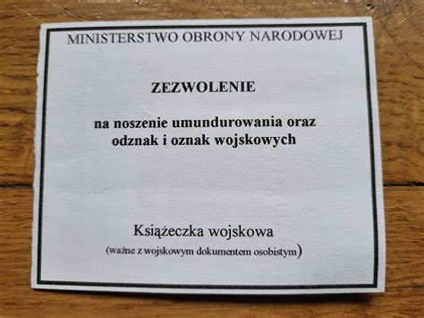 Zezwolenie na noszenie odznak munduru poroucznik NARODOWE SIŁY ZBROJNE