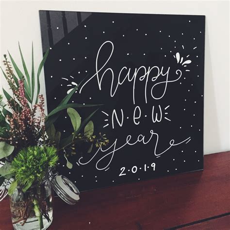 Happy New Year Handlettering Chalkboard Wall Art Chalkboard Art Chalkboard Doodles