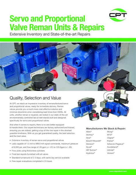 Pdf Servo And Proportional Valve Reman Units Repairs Moog Mts