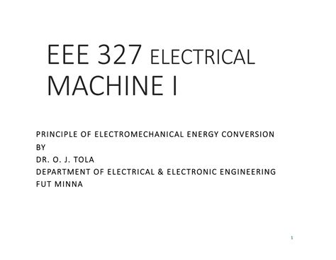 SOLUTION Lect 1 Principle Of Electromechanical Energy Conversion