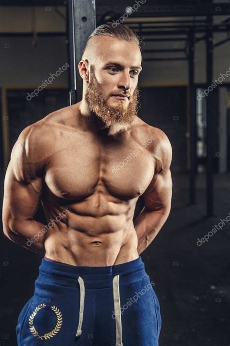 Shirtless Bodybuilder With Beard Stock Photo Fxquadro