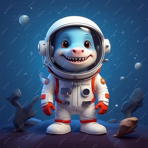 Premium Photo 3d Astronaut Shark Character